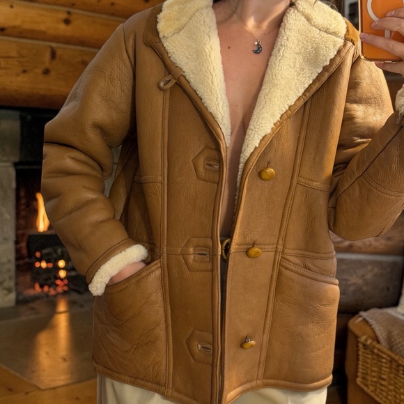 100% Genuine Lambskin Shearling Vintage Bomber Jacket - Picture 4 of 9